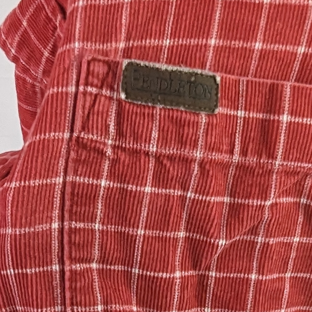 Vintage Pendleton Squared Button Up Red Flannel B… - image 6